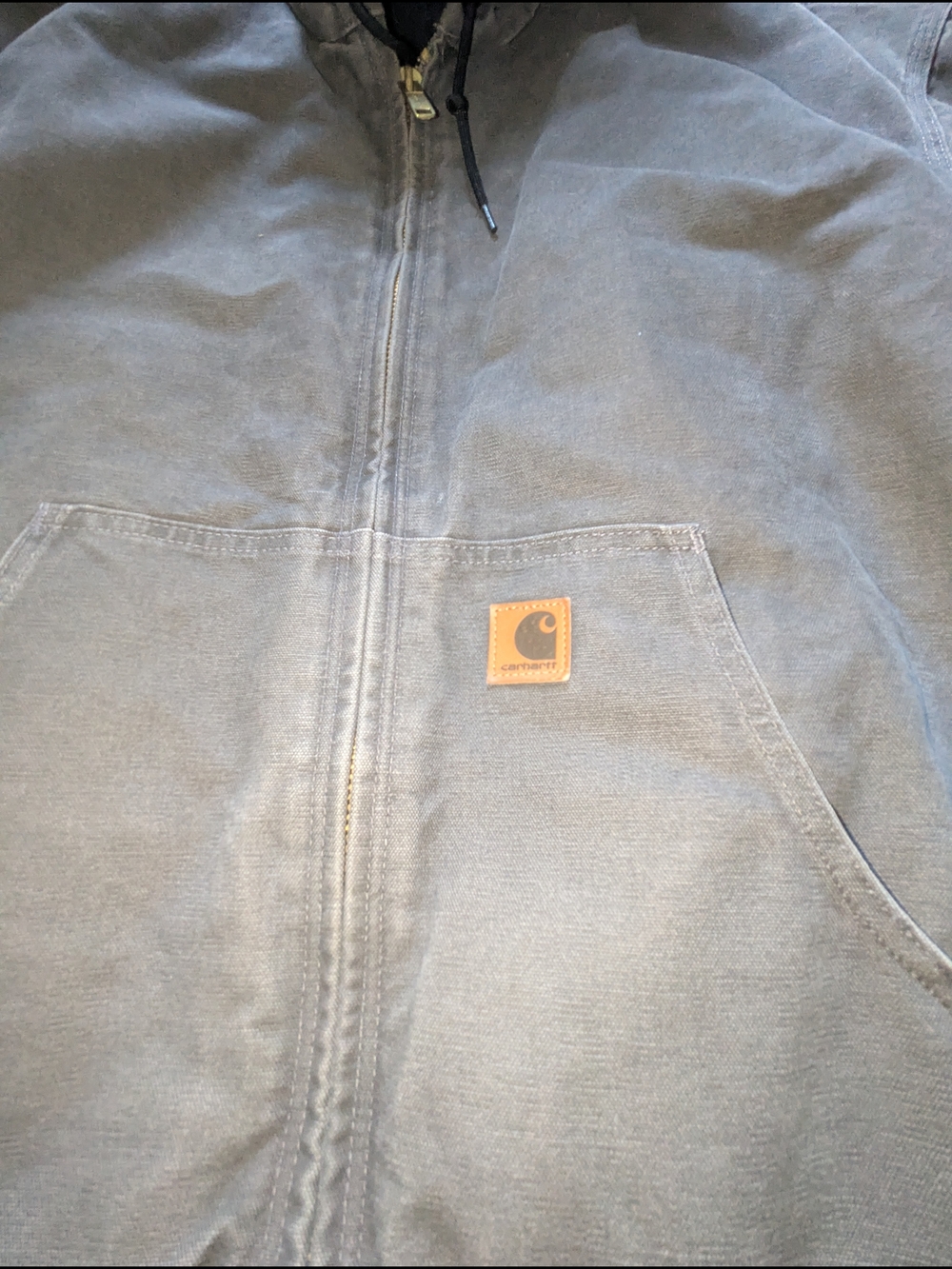 Carhartt Gray Hooded Duck Jacket with Logo Patch - Picture 3 of 6